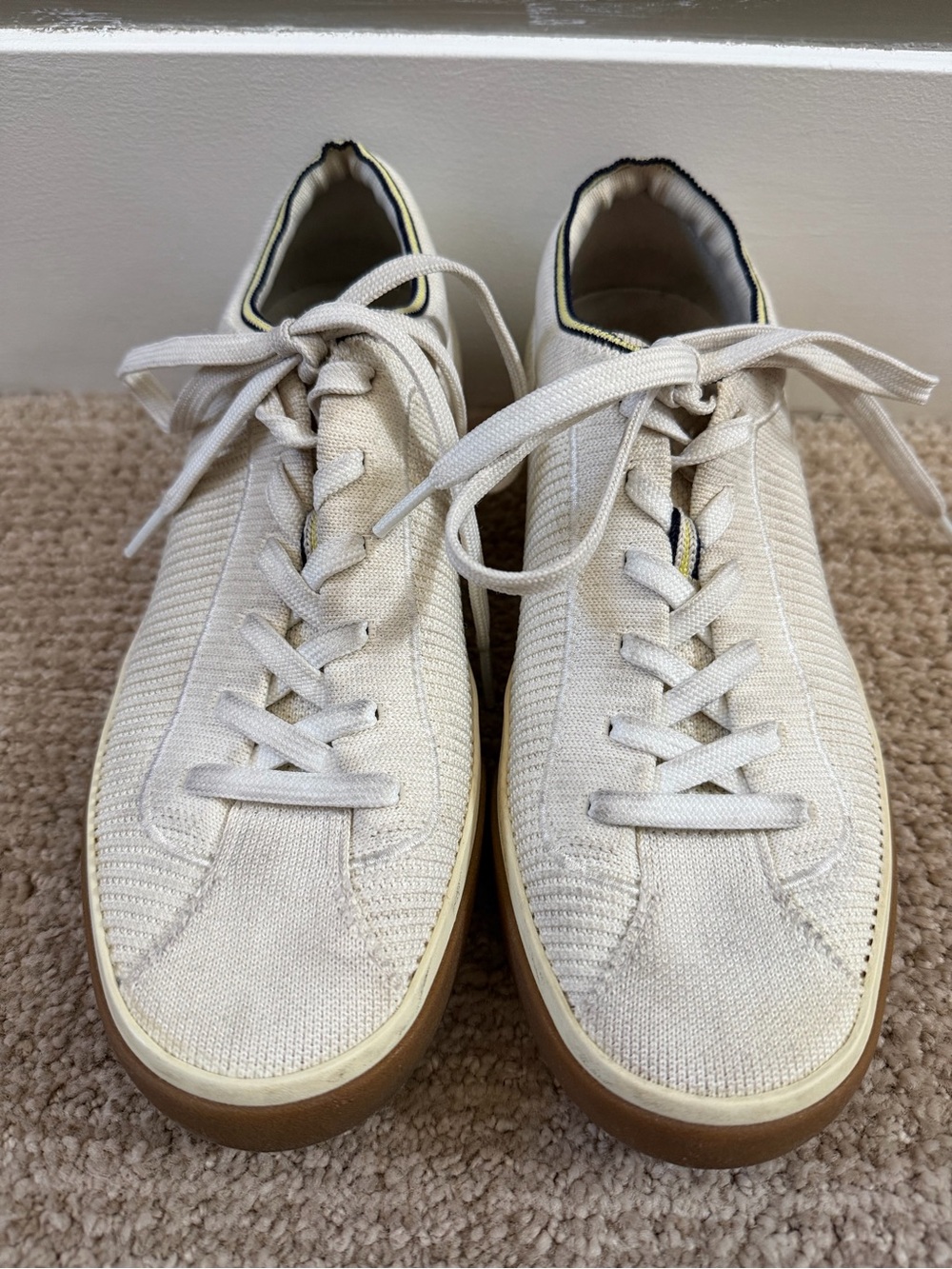 Rothy’s RS01 Bone Knit Sneakers Men’s Size 7 Cream Gum Sole Washable